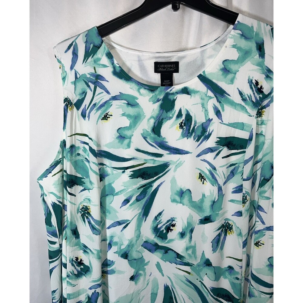 Catherine’s Black Label Women's Floral Rush White Teal Midi Dress Size 3Xwp - Picture 6 of 10